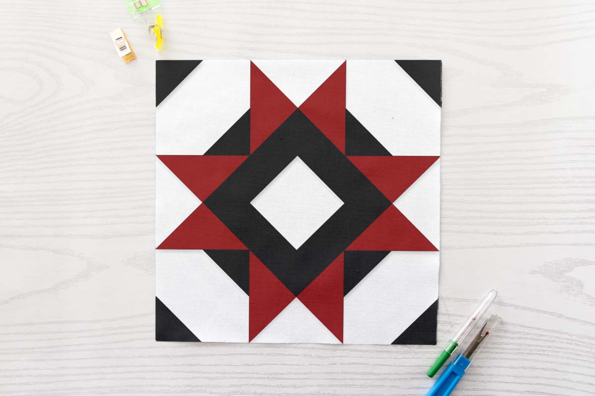 Ohio Star Variation FPP Quilt Block Pattern PDF - Traditional Eight Point Diagonal Star paper piecing Quilt Block template pdf