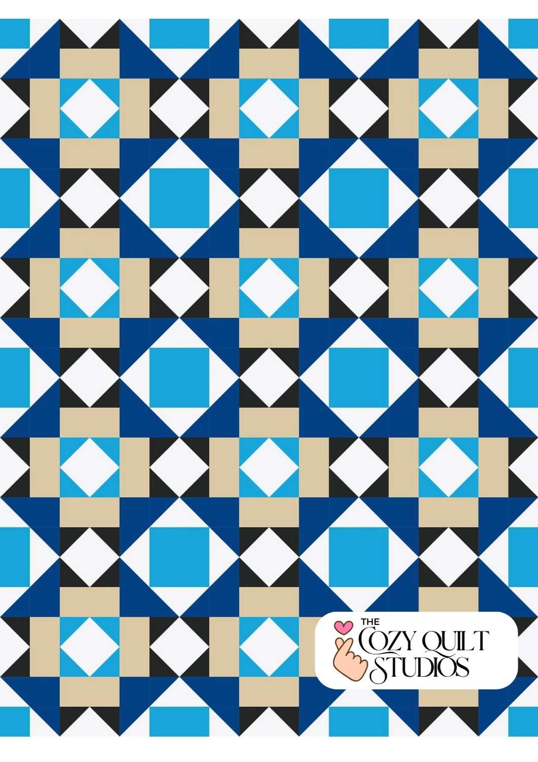 shades of blue colourways for evening bloom quilt pattern