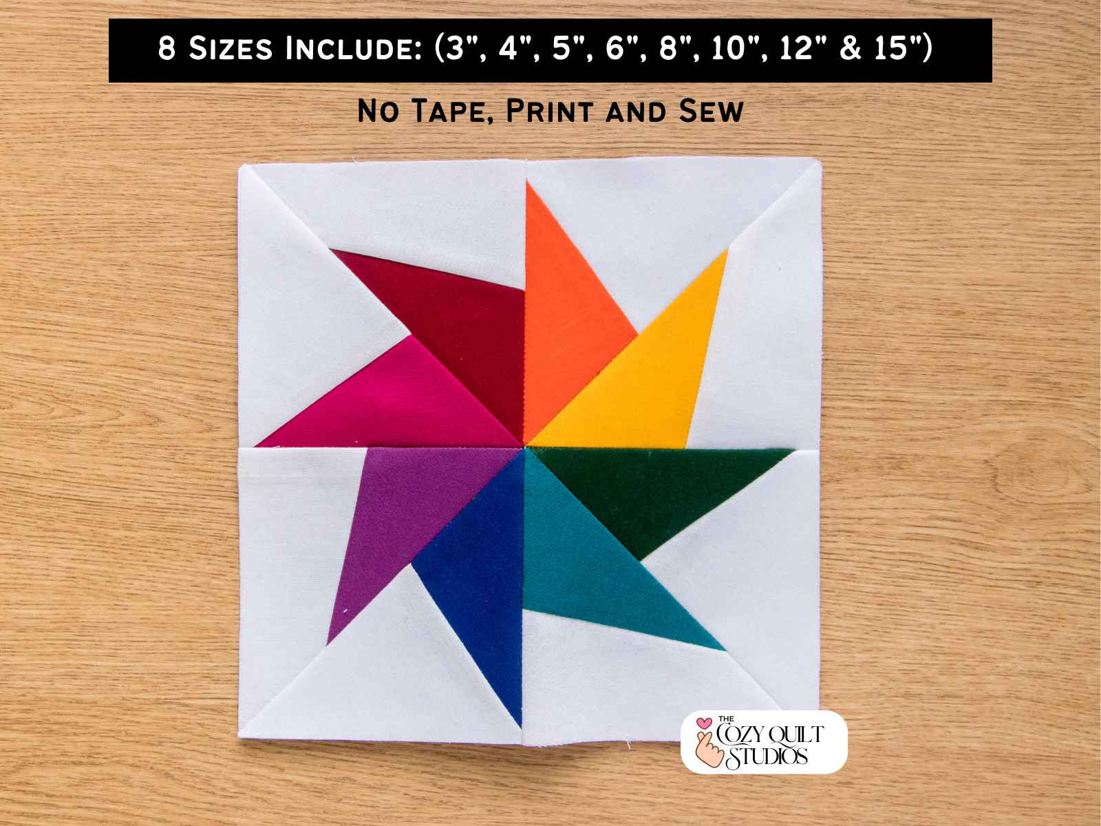 8 point spinning pinwheel fpp quilt block foundation paper piecing pattern