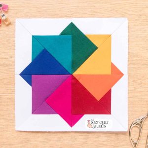 card trick fpp quilt block pattern with 8 size paper piecing templates