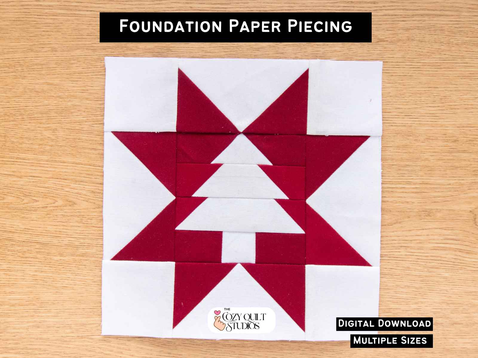 christmas tree sawtooth star fpp quilt block pattern