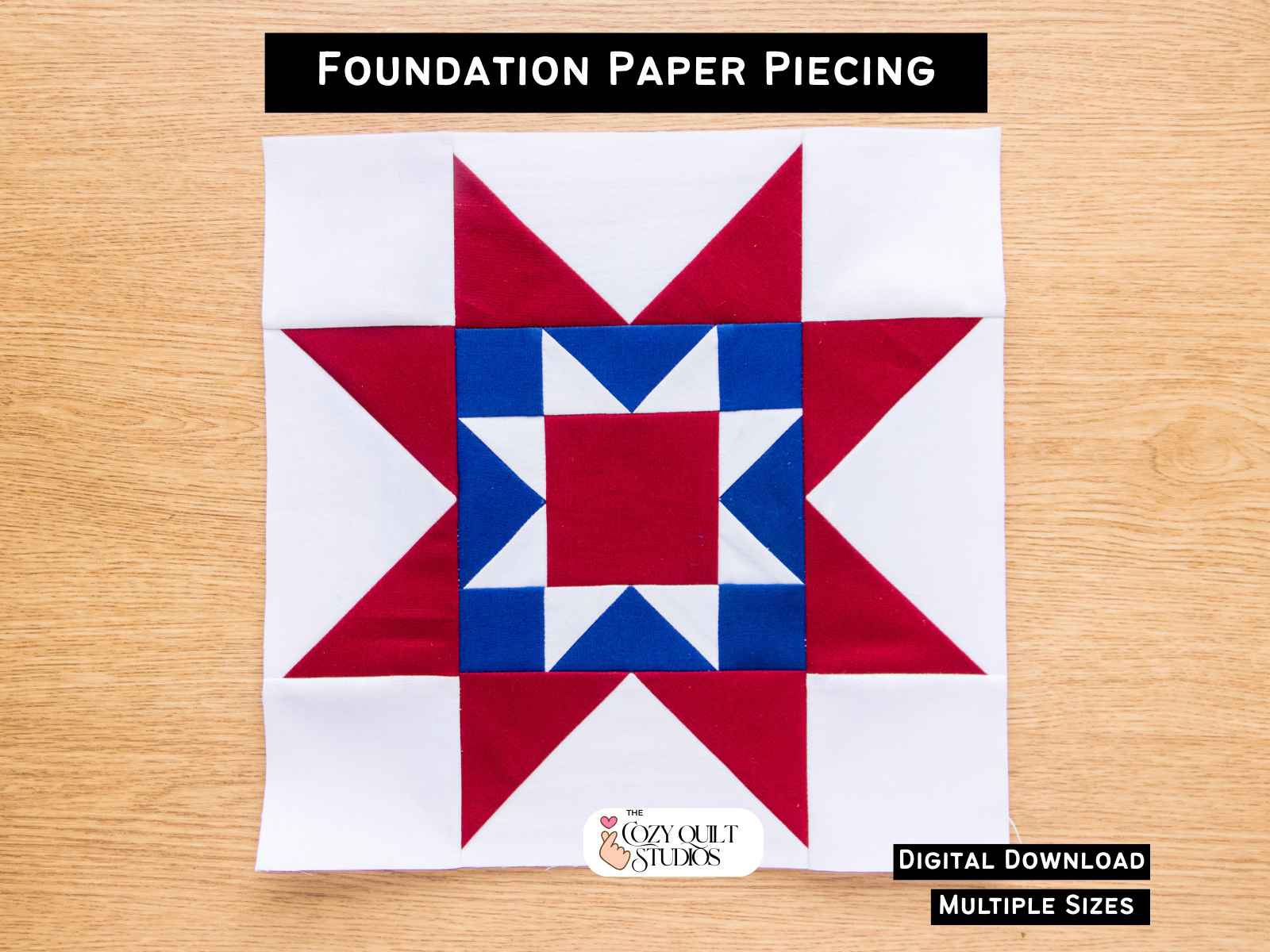 double sawtooth star fpp quilt block pattern