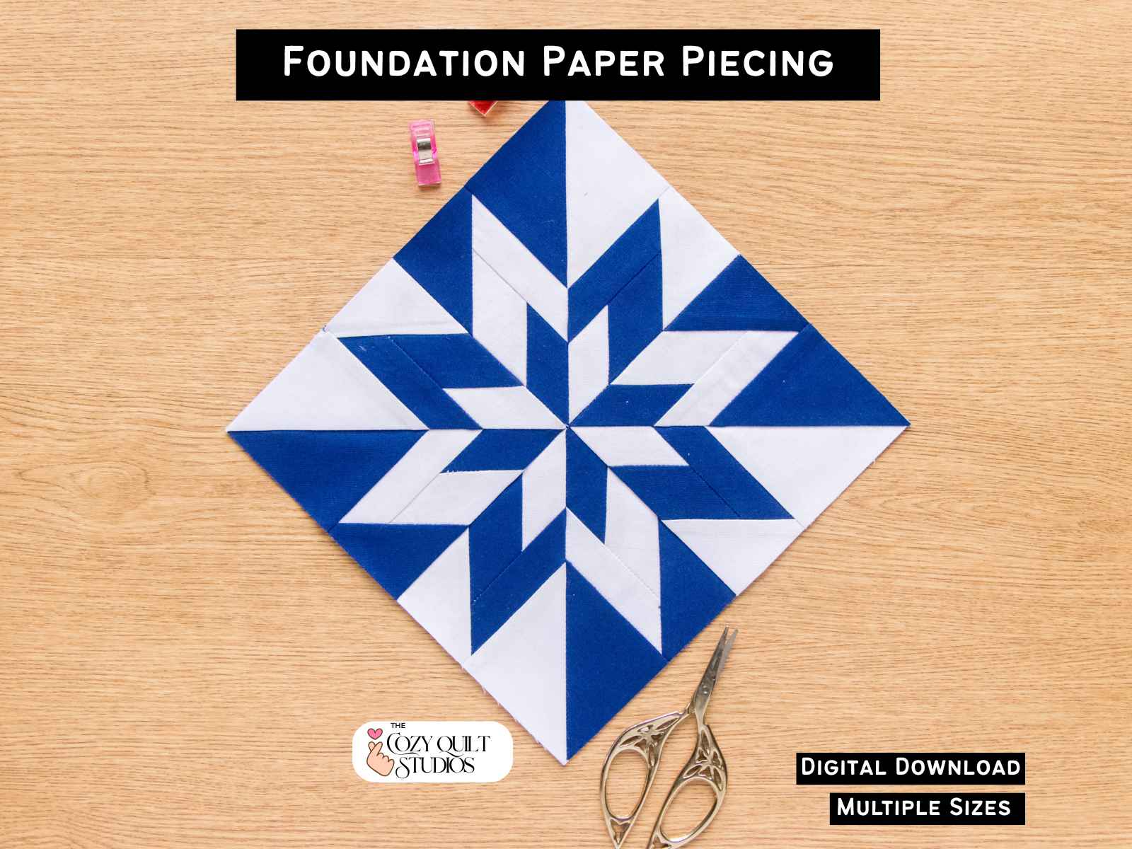 easy Double LeMoyne Star fpp quilt block pattern