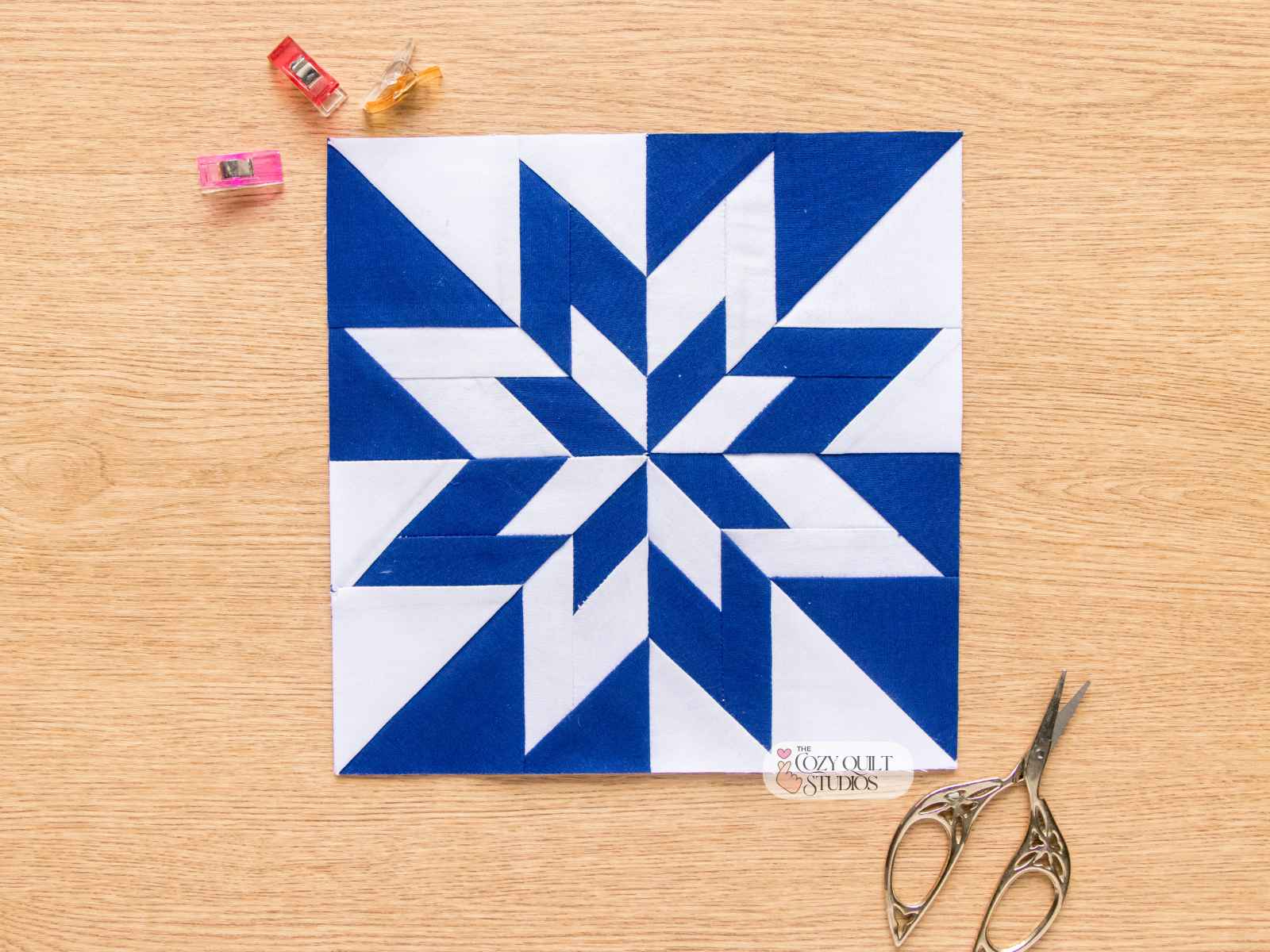 paper pieced Double LeMoyne Star block pattern