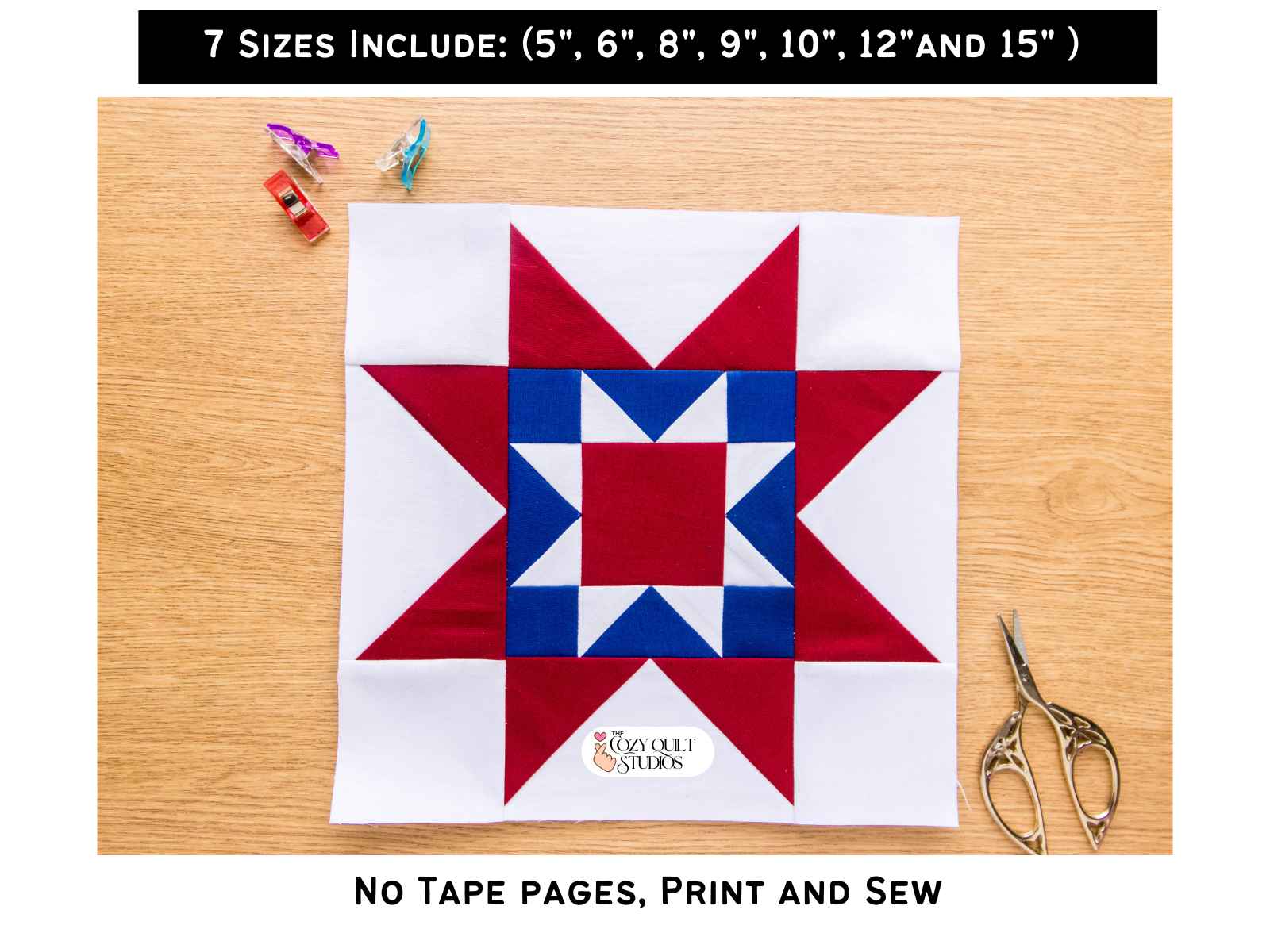 sawtooth star pape piecing quilt block pattern