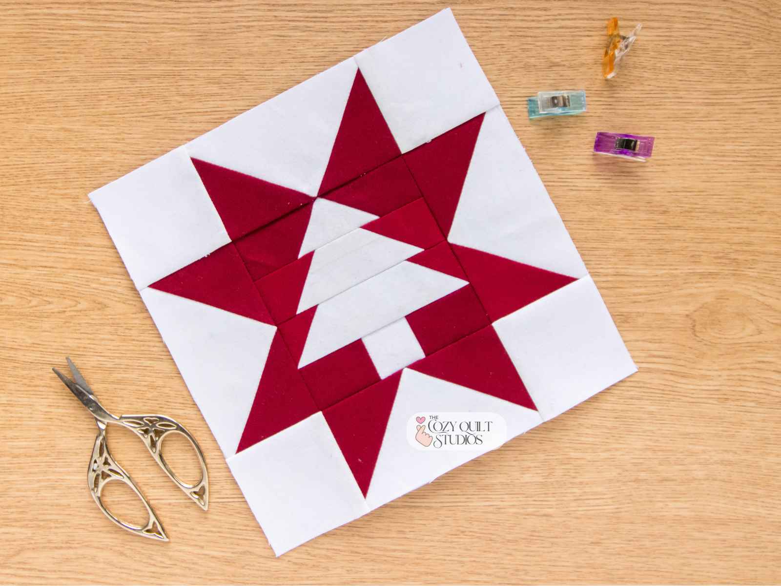 sawtooth star with christmas tree centre foundation paper pieced quilt block pattern