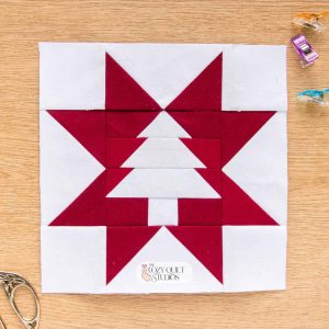 christmas tree sawtooth star paper pieced quilt block pattern