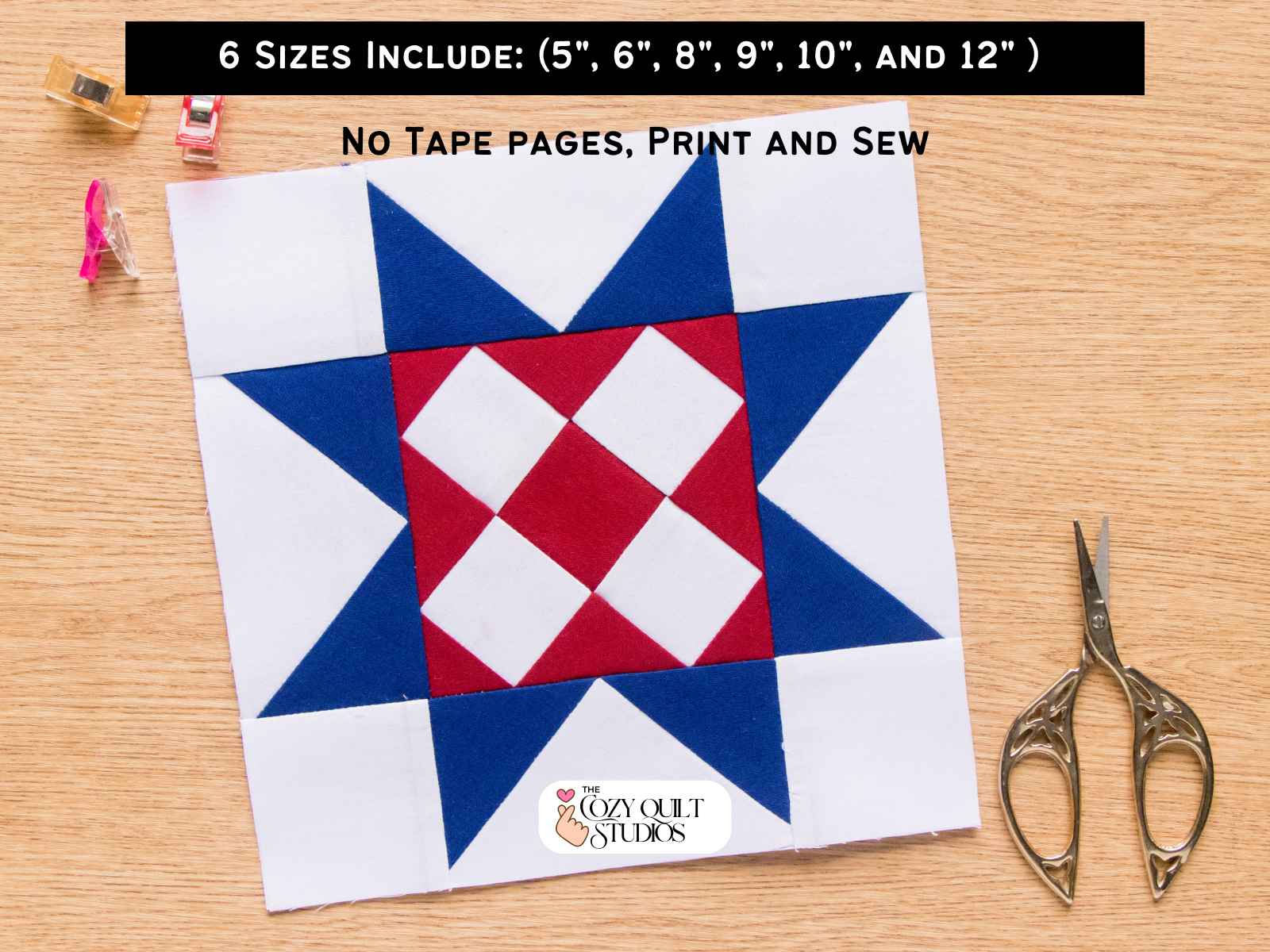 sawtooth star with granny square centre fpp quilt block pattern