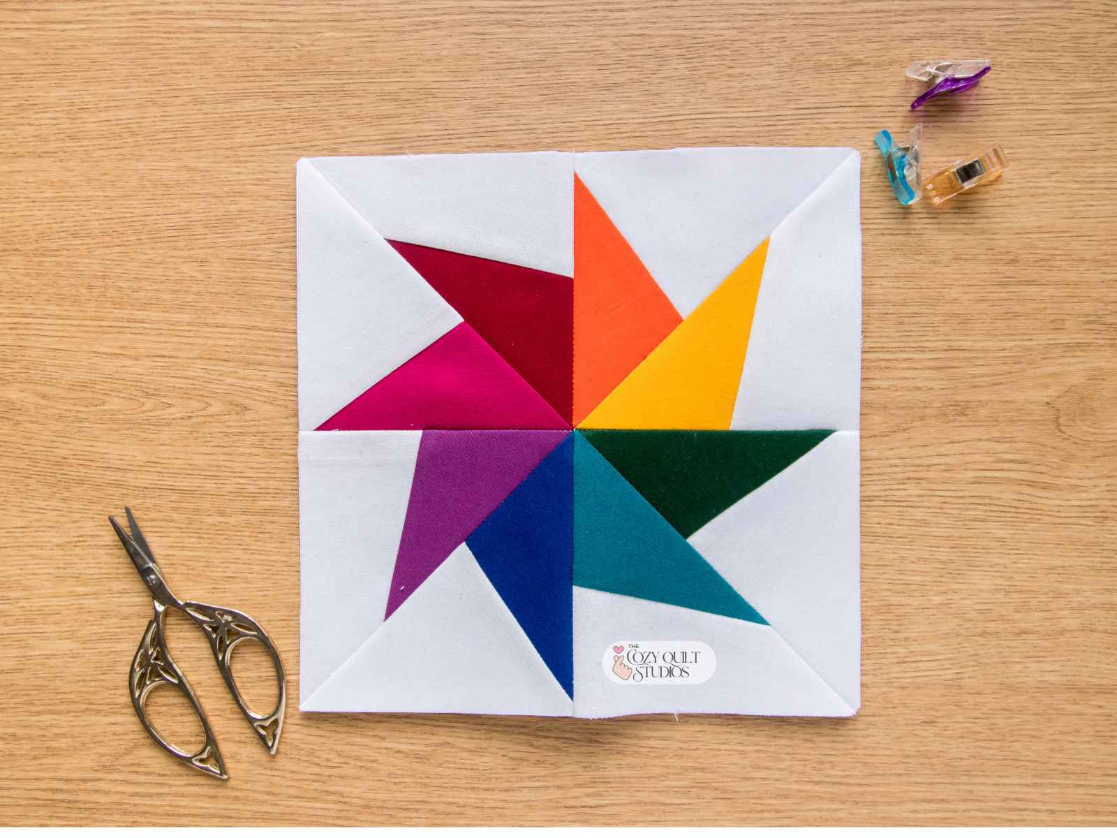 spinning pinwheel fpp quilt block foundation paper piecing pattern with 8 sizes easy sewing project