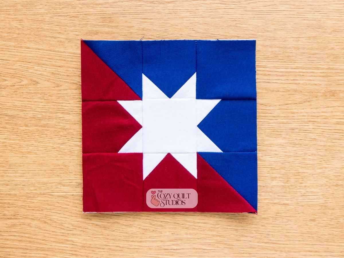 Classic Split Sawtooth Star fpp quilt block pattern pdf