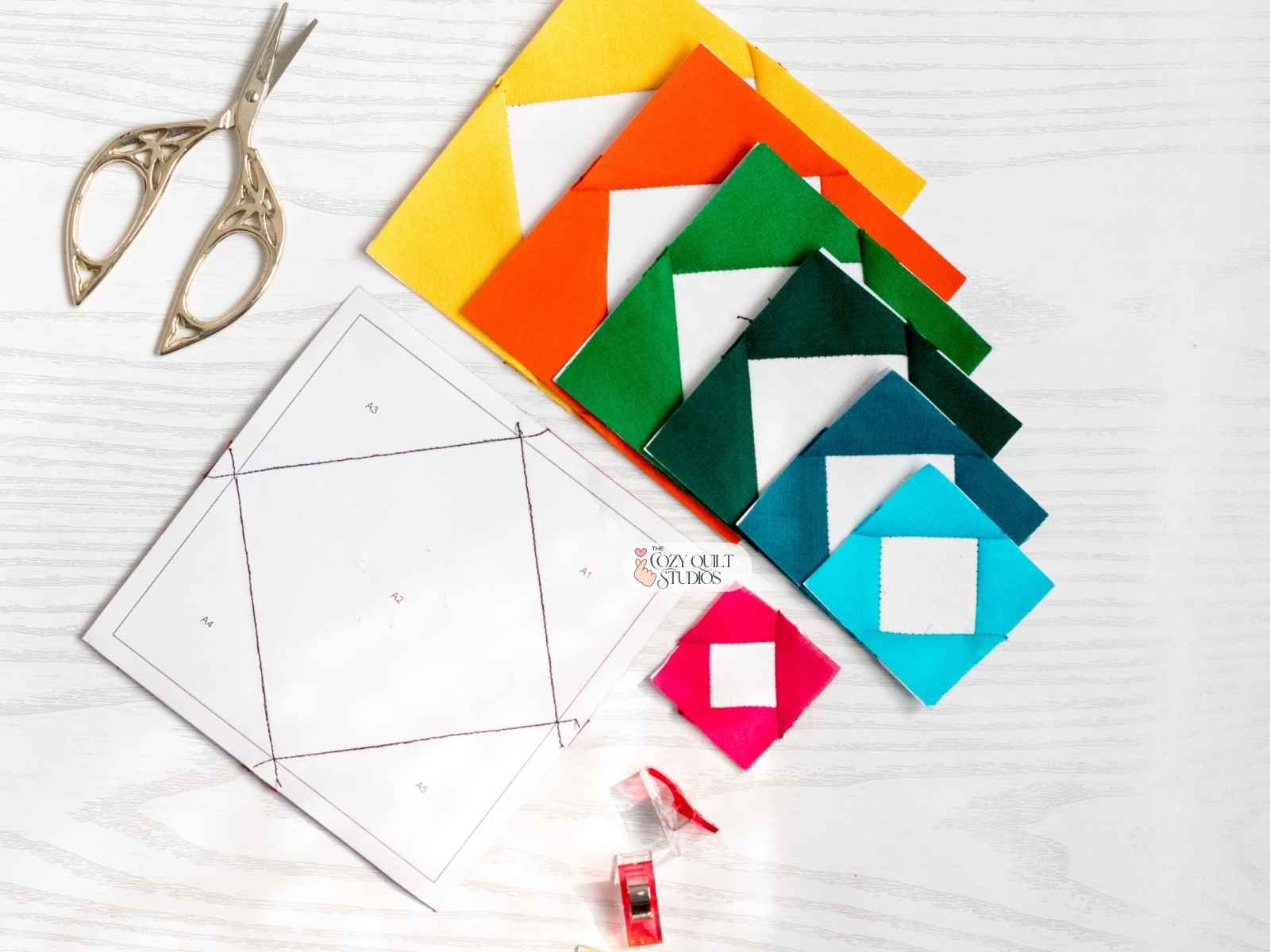 Diamond in a square quilt block foundation paper piecing PDF pattern