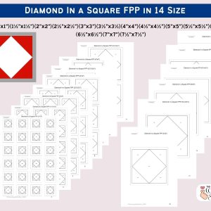 Diamond in a square quilt block foundation paper piecing pattern digital pdf download