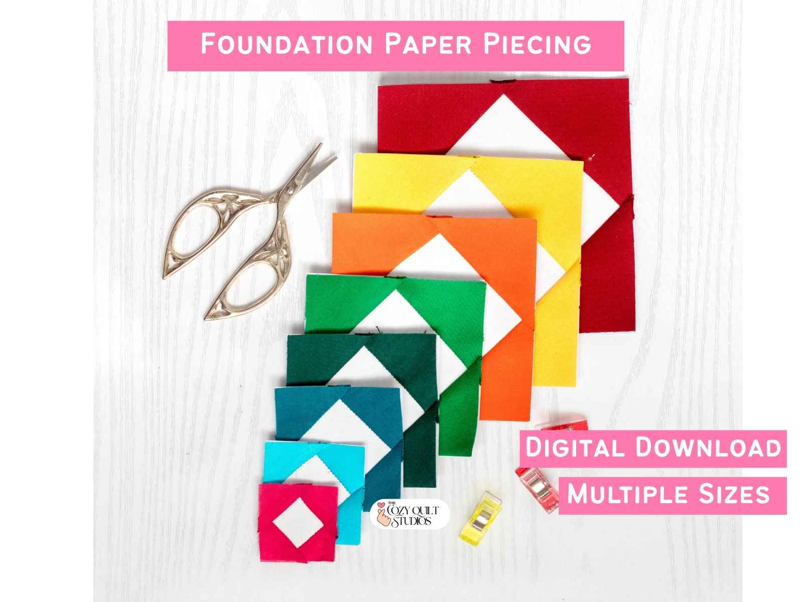 Diamond in a square quilt block foundation paper piecing pattern
