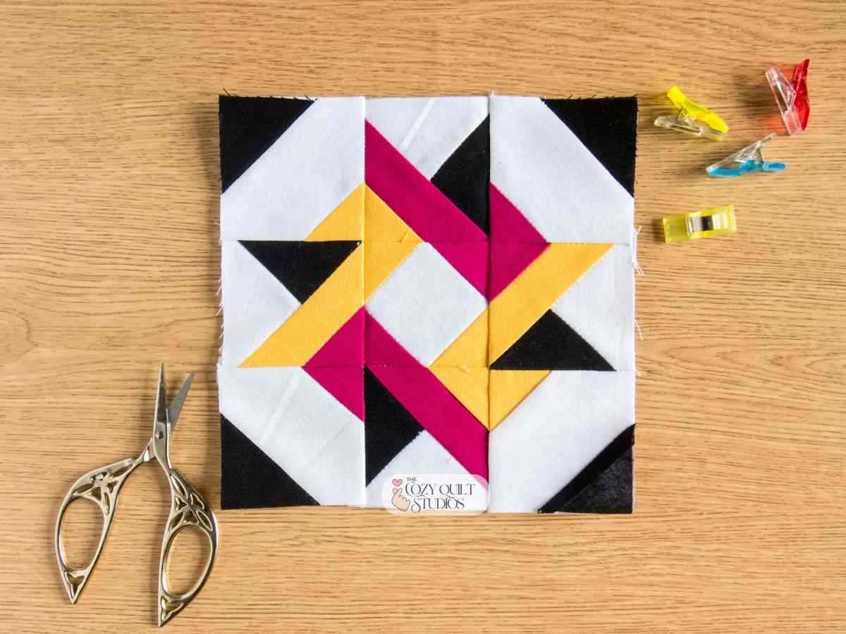 Entwined Star Foundation Paper Piecing (FPP) Quilt Block Pattern PDF