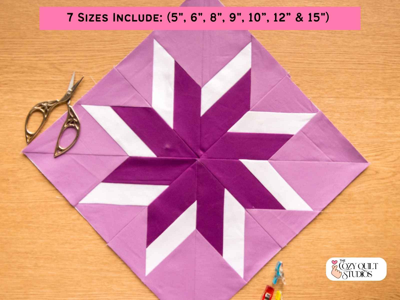 LeMoyne Star quilt block paper peicing pdf downlaod pattern