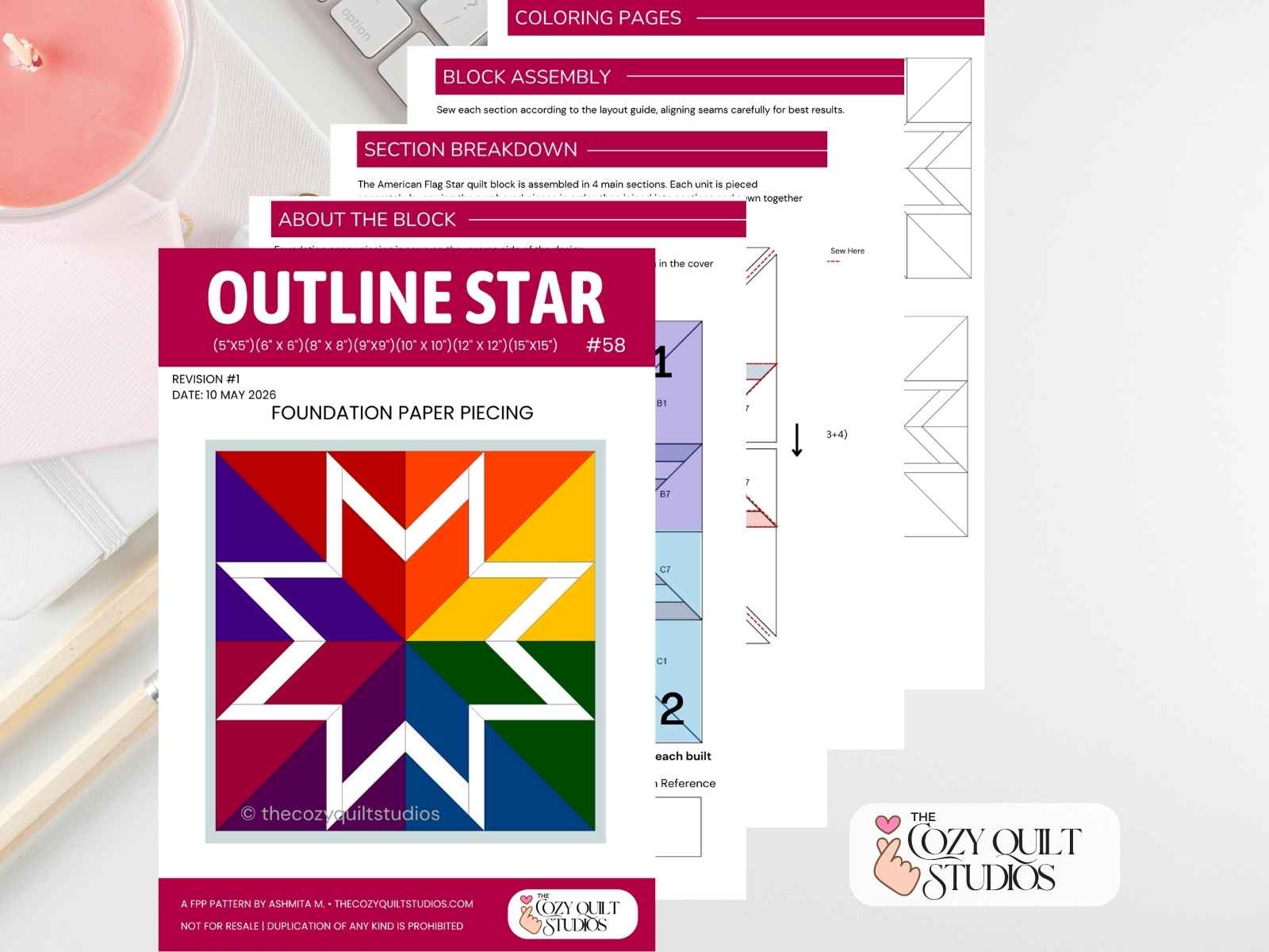 Outline LeMoyne 8 point star pdf details