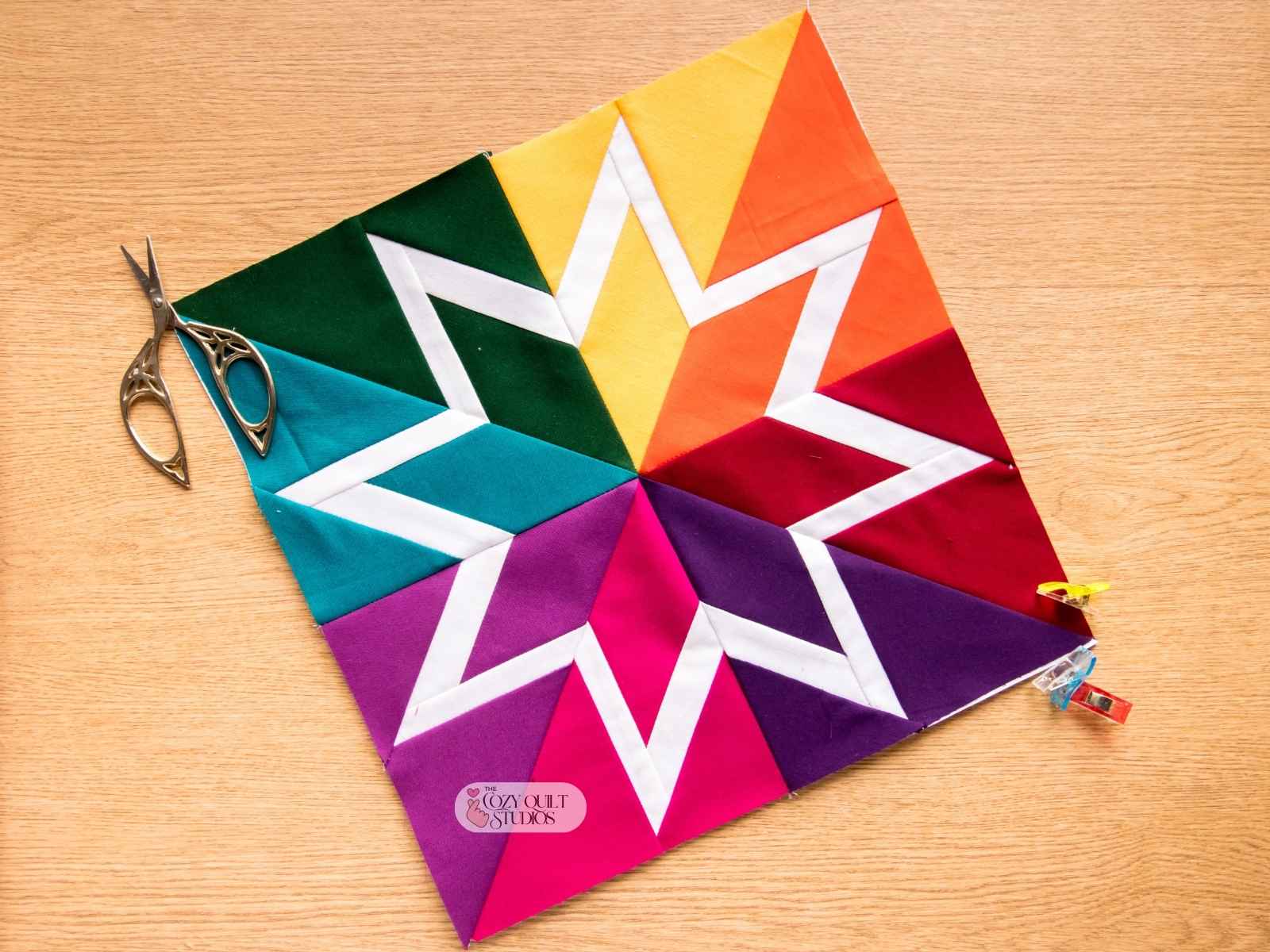 Outline LeMoyne Star FPP Quilt block pattern pdf download