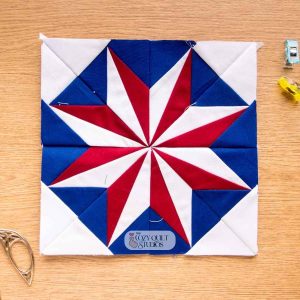 Patriotic eight point Pinwheel Starburst FPP Quilt Block Foundation Paper Piecing