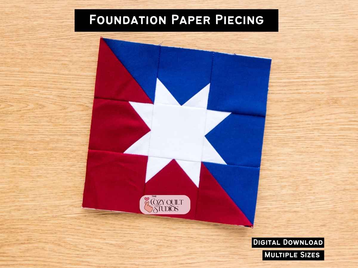 Sawtooth Star FPP pattern foundation paper piecing quilt block pdf pattern