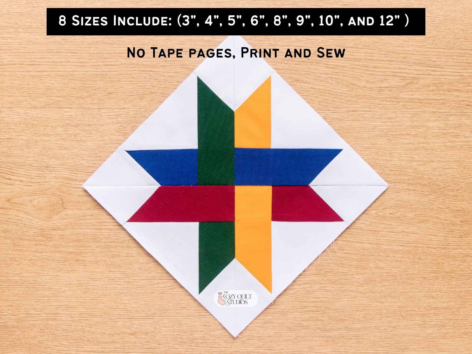 Woven star foundation paper peicing quilt block pattern