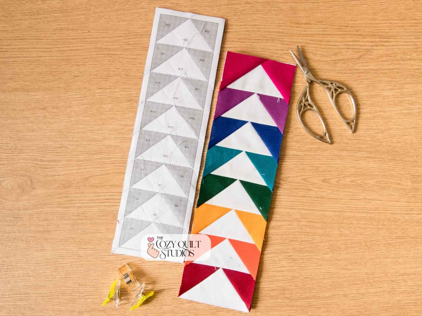 continuous flying geese strip FPP quilt block foundation paper piecing templates pdf download