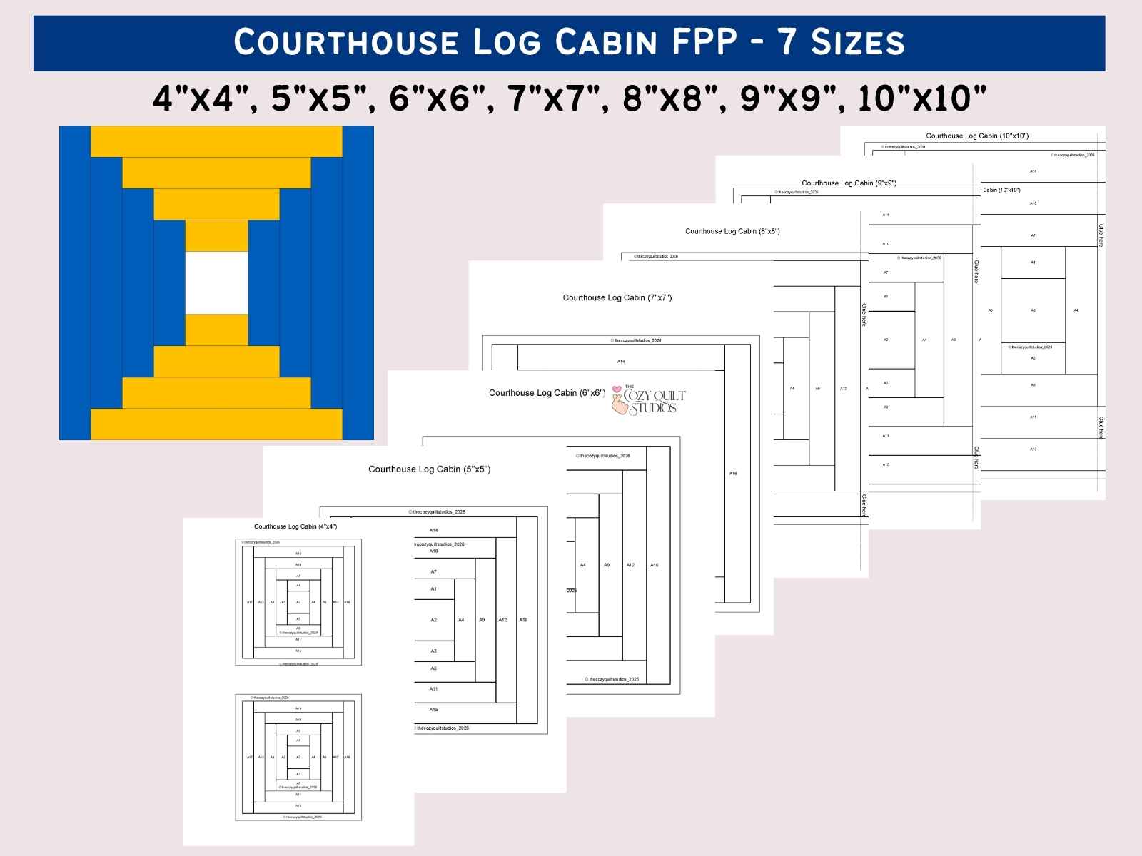 courthouse log cabin quilt block foundation paper piecing patterns