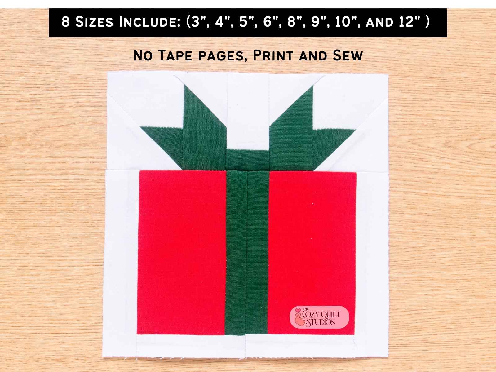 easy christmas quilt blocks patterns christmas Present FPP templates, single page pattern, no cutting or taping
