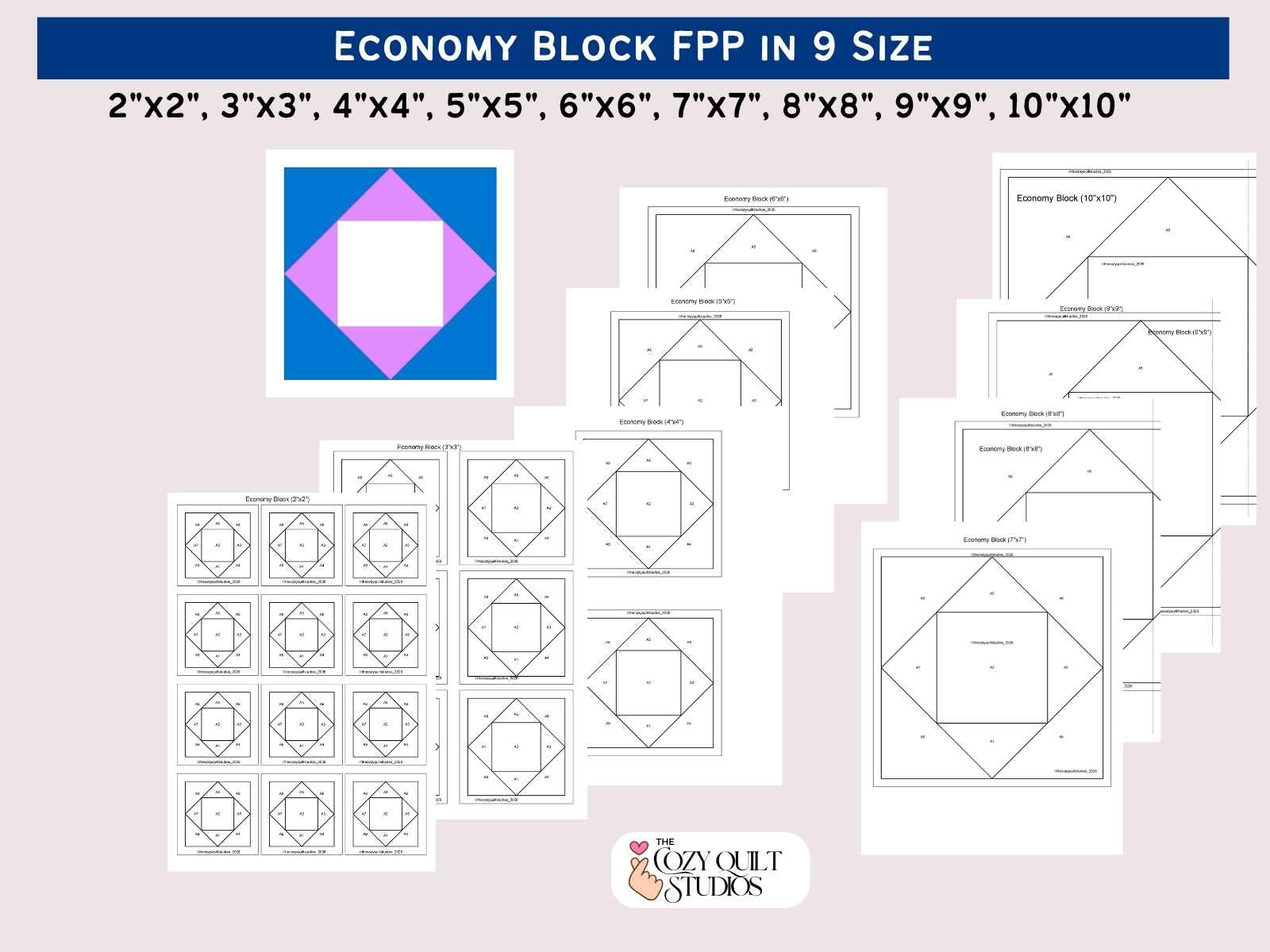 economy quilt block foundation paper piecing pattern