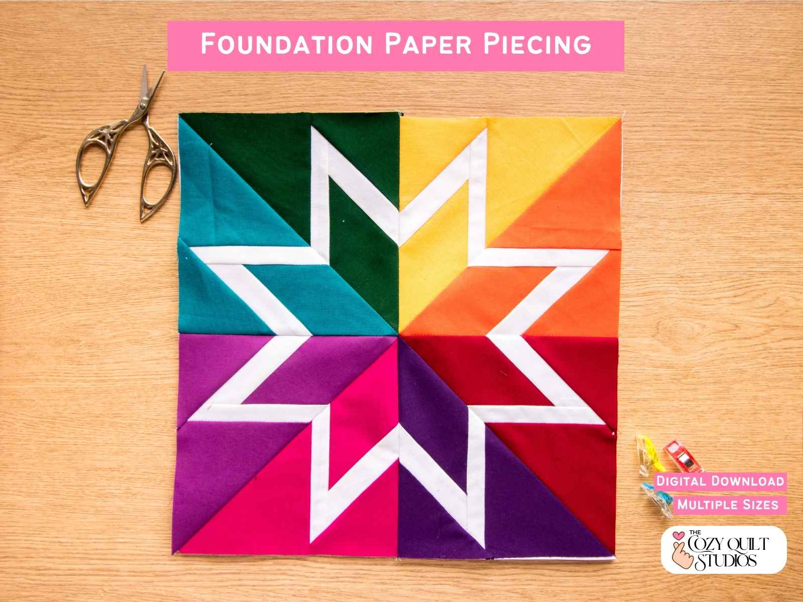 foundation paper piecing 8 point star quilt block pdf download