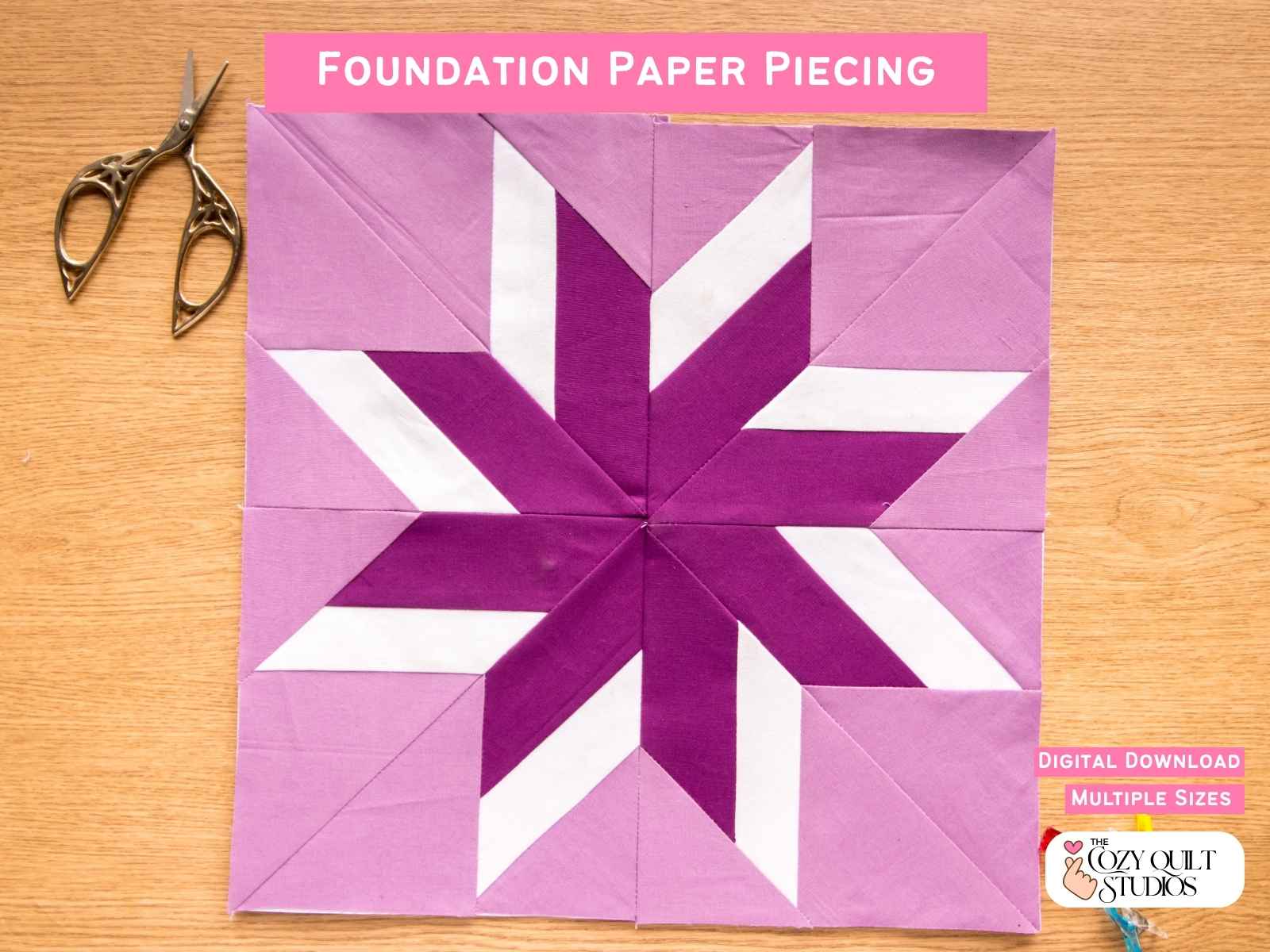 foundation paper piecing LeMoyne Star fpp quilt block pattern PDF download
