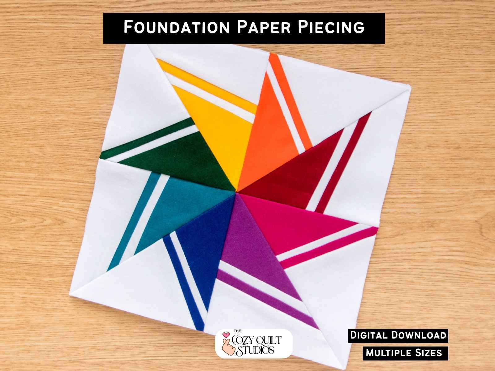 foundation paper piecing quilt block pattern outline spinning pinwheel