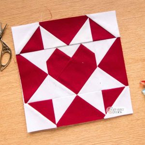 heart in a sawtooth star fpp quilt block pattern foundation paper piecing