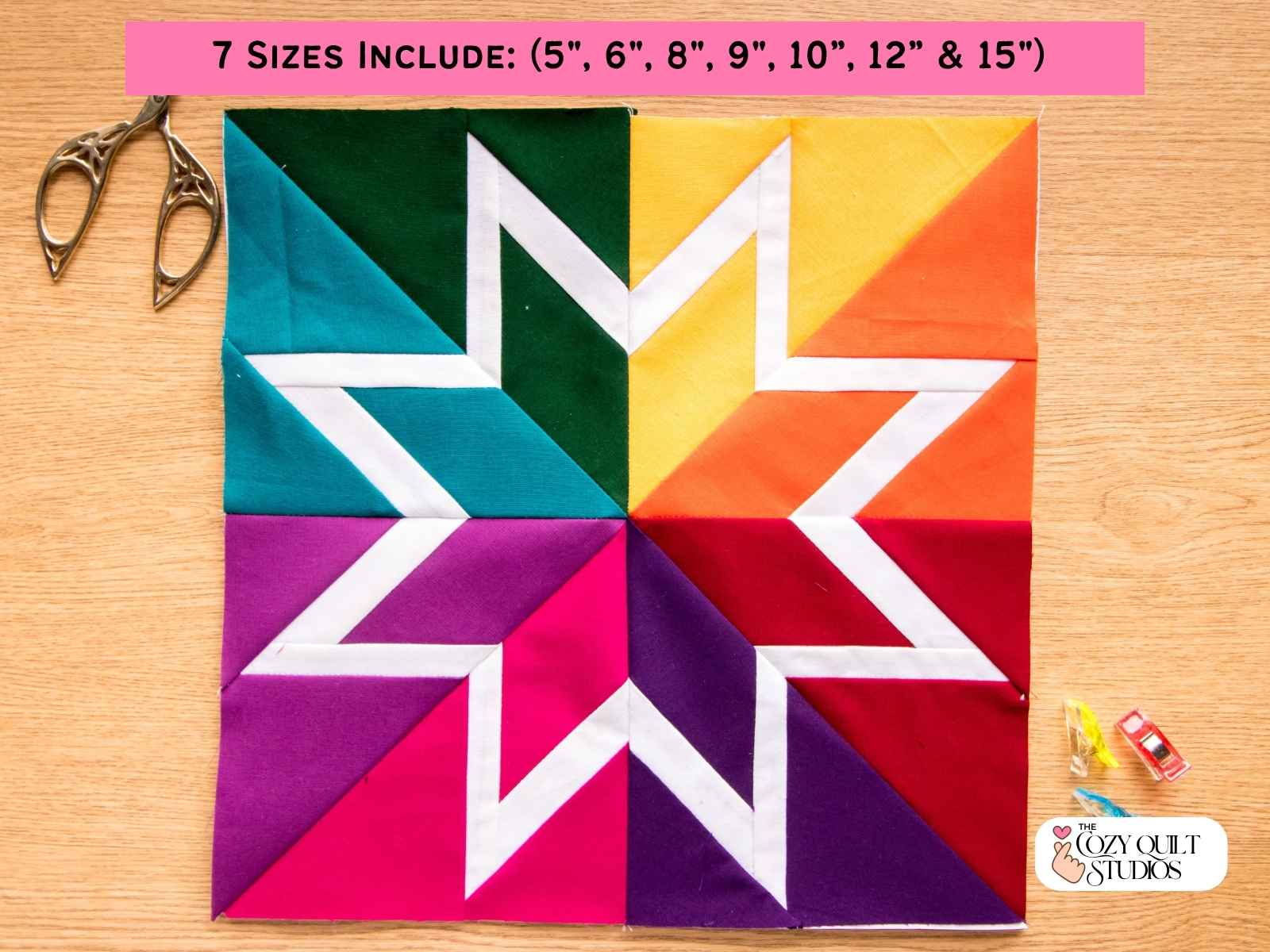 outline 8 point lemoyne star foundation paper piecing quilt block pattern pdf downlaod