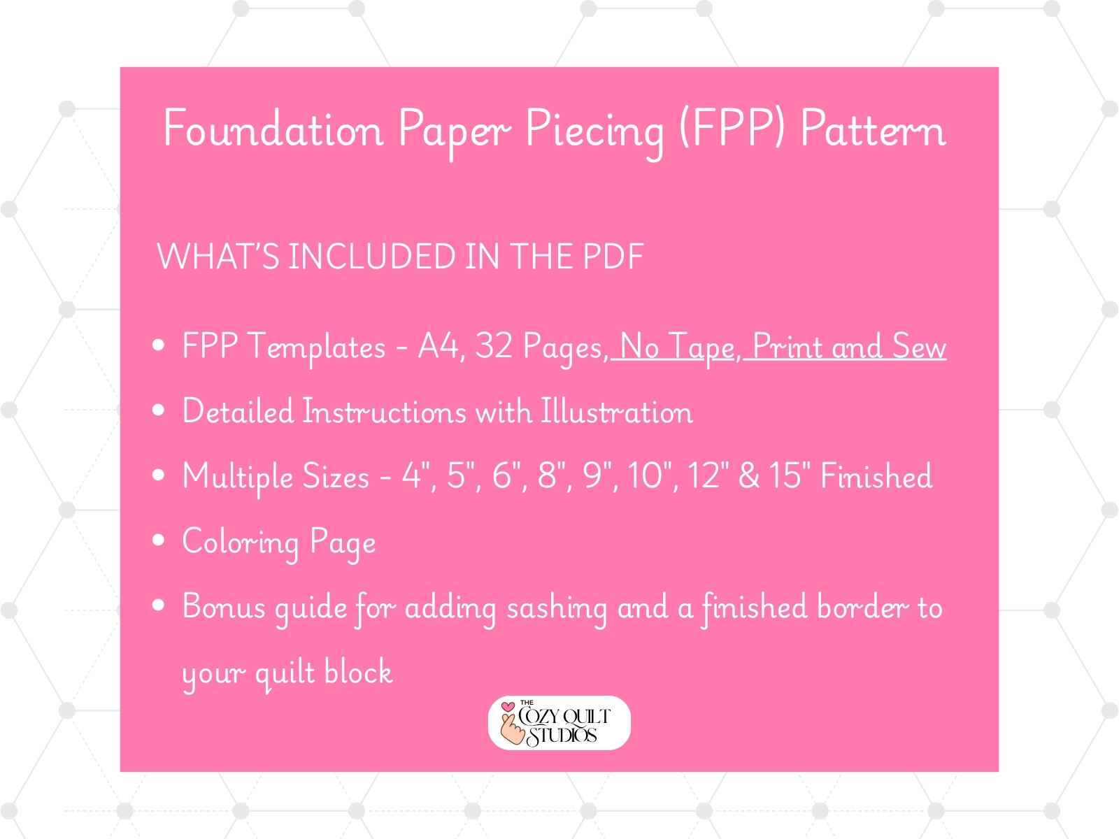 outline spinning pinwheel fpp quilt block pattern information