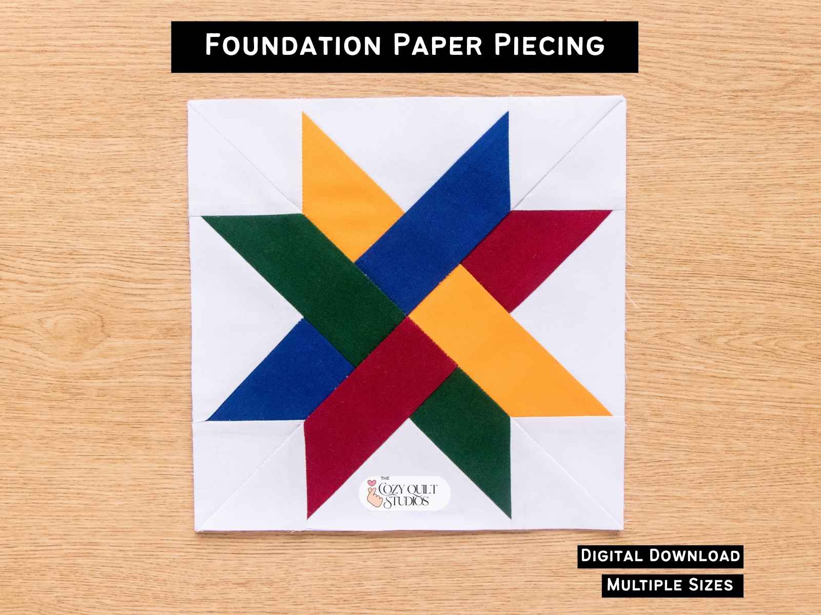 woven star quilt block pattern digtal download