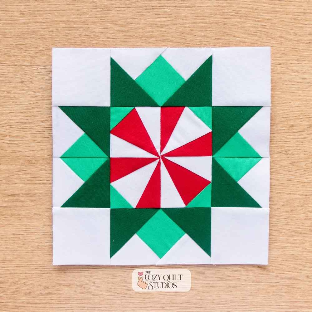 christmas peppermint star foundation paper piecing quilt block pattern digital pdf