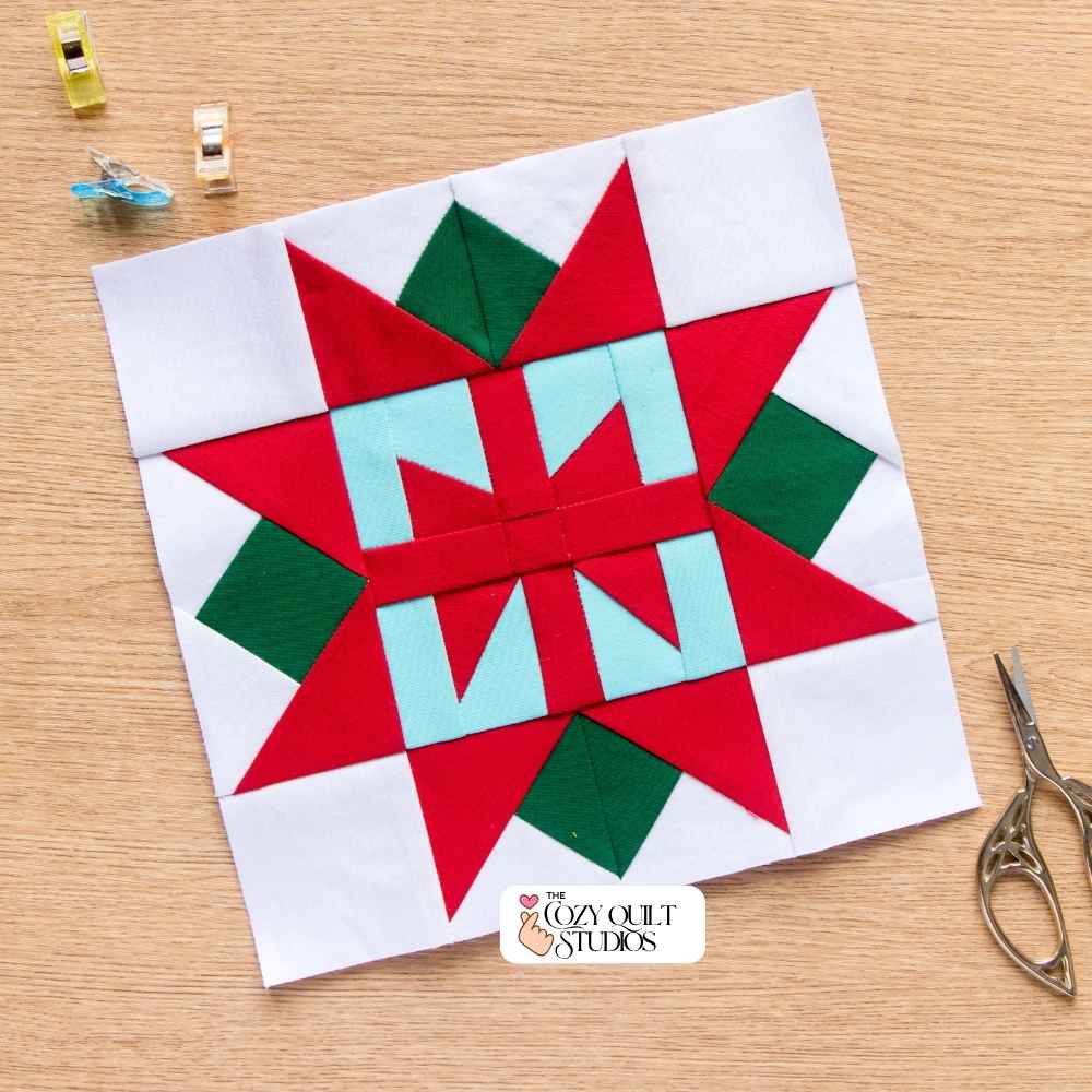 christmas present star fpp quilt block pattern