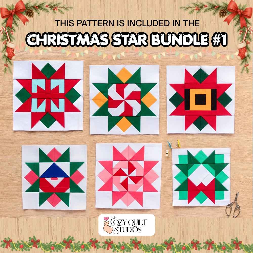 christmas star series foundation paper piecing quilt block patterns by thecozyquiltstudios